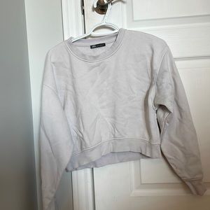 Zara beige crew neck crop top